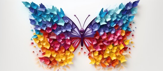 Rainbow butterfly transformation celebrates LGBT equality pride and liberation - obrazy, fototapety, plakaty