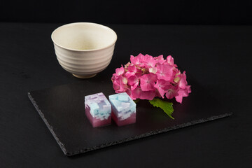 茶道　寒天菓子（紫陽花イメージ）