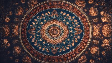 Beautiful ornamental mandala in the temple of Khajuraho. Madhya Pradesh. India