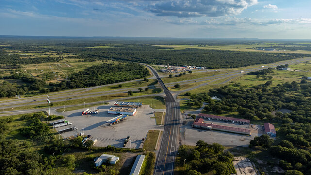Interstate 20 interchange in Cisco, Texas.