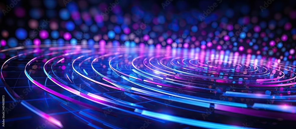 Poster digitally connected universe with neon colors abstract communication futuristic innovation internet 