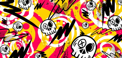 Ingelijste posters Graffiti background with throw-up, scribble and tagging in vibrant colors. Abstract graffiti in vector illustrations. © Themeaseven