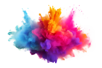 Explosion of colored powder on a white background, Generative AI
