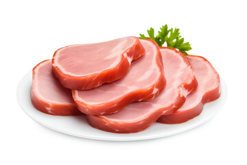 Sliced boiled ham sausage isolated on a transparent background, Generative AI