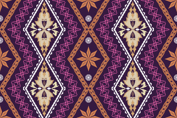 Ethnic Figure aztec embroidery style. Geometric ikat oriental traditional art pattern.Design for ethnic background,wallpaper,fashion,clothing,wrapping,fabric,element,sarong,graphic,vector illustration
