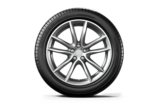 Car wheels realistic design concept on a transparent background, Generative AI