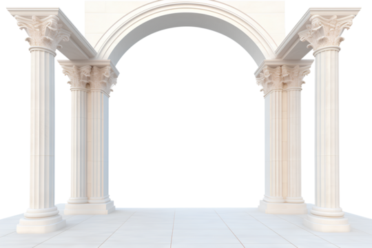 Arch pillar transparent Clipart, Roman entrance design on transparent background, Generative AI