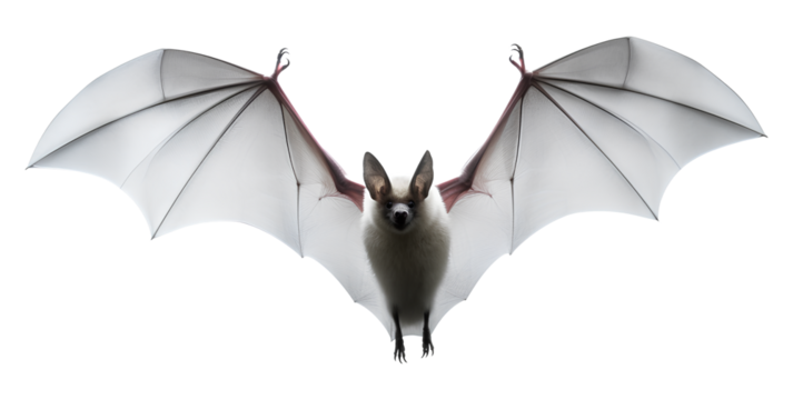 Bat in flight, wing flap isolated transparent background, Generative AI