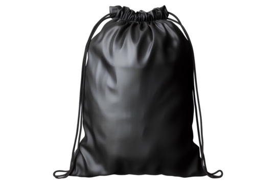 Black laundry bag isolated on a transparent background, Generative AI