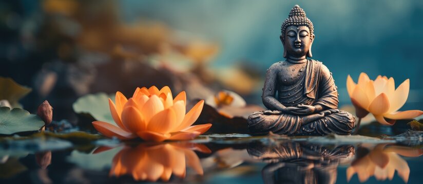Buddha associated with lotus symbolizes enlightenment and balance