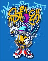 Graffiti cartoon illustrations in vibrant colors. Street art hip-hop graffiti character design in vector illustrations.