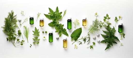 Homeopathic medicine with Thuja occidentalis seen from above