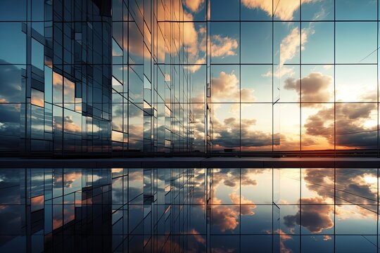 Glass Building With Reflection Of Sky And Clouds 