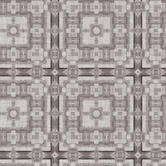 Traditional grey mosaic seamless pattern print. Fabric effect mexican patchwork damask grid Square shape symmetrical background textile . Creative colorful graphic design.