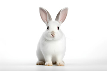 White Rabbit Isolated On White Background, Generative AI