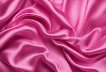 Pink silk background. Fabric texture, macro view. Satin textile surface, top view. Generated by AI