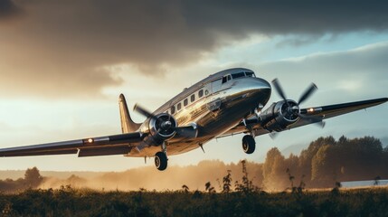 The plane takes off, AI generated Image - obrazy, fototapety, plakaty