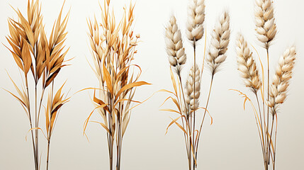 wheat ears isolated on white background UHD wallpaper Stock Photographic Image - obrazy, fototapety, plakaty