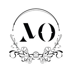 Abstract letter MO logo. vector vintage golden art nouveau badge vector incorporate with abstract shape in the creative way.