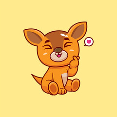 Cute baby deer with love sign hand cartoon vector icon illustration .animal nature concept isolated