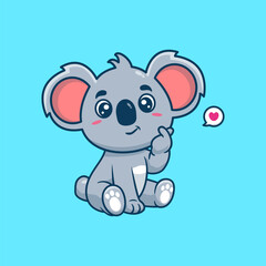 Cute koala with love sign hand cartoon vector icon illustration .animal nature concept isolated