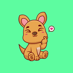 Cute kangaroo with love sign hand cartoon vector icon illustration .animal nature concept isolated