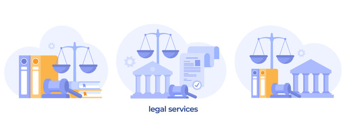 law firm and legal services concept, lawyer consultant, justice, judgment, flat illustration vector banner template website