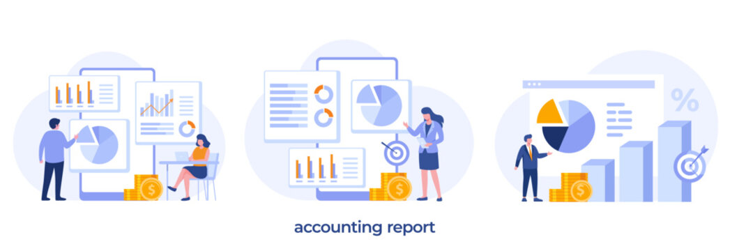 accounting or finance concept, business plan and budget, analyst, accountant, economic, flat illustration vector banner and background