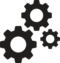 Cogwheel group black vector icon. Gear set simple glyph web symbol. settings icon on white background