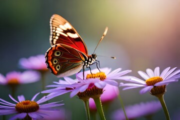 Obraz premium butterfly on flower generated by AL the technology