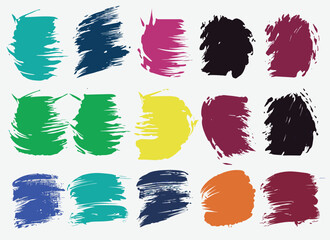 Vector abstract colorful grunge brush stroke set collection