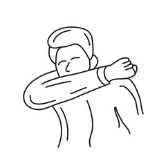 Icon to sneeze into his elbow. vector flat liner icon illustration on white background..eps