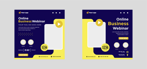 Digital marketing live webinar and corporate social media or template banner