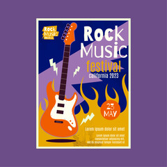 Rock music festival poster flyer template