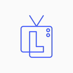 L letter mark channel television tv logo vector icon illustration