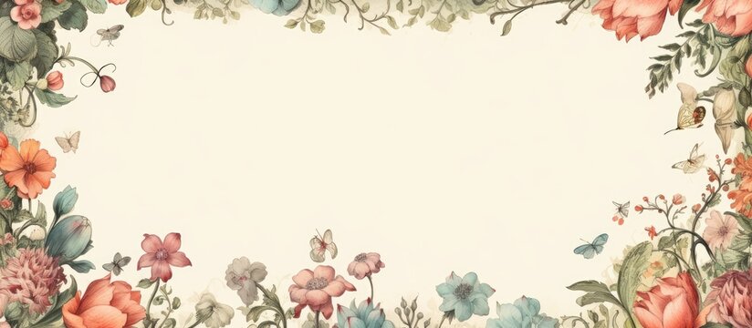 Vintage cover with flowers and animals ideal for fables and fairy tales