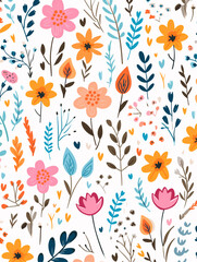 Wild flowers floral seamless pattern background. Good for fashion fabrics, children’s clothing, T-shirts, postcards, email header, wallpaper, banner, posters, events, covers, and more.