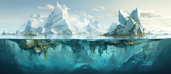 Iceberg painting depicts defense mechanism in colors - obrazy, fototapety, plakaty