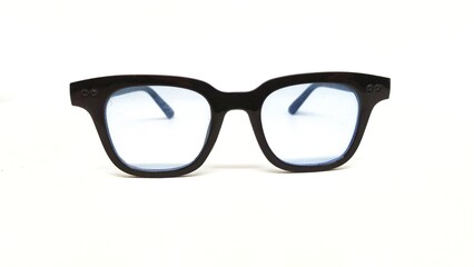blue lensed sun glasses on a white background
