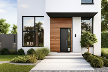 Entrance to a modern house - 654628094