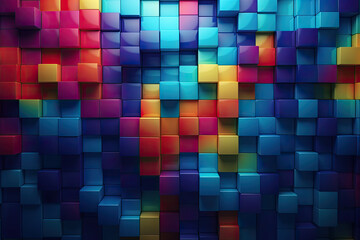 Abstract bright geometric pastel colors colored 3d gloss texture wall with squares and rectangles background.