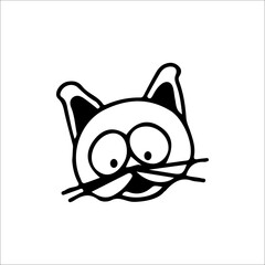 vector illustration of a mustachioed cat's head