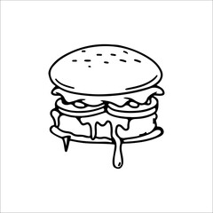 concept outline burger vector illustration