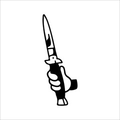 vector illustration of hand holding knife cartoon concept