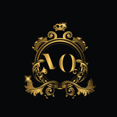 Abstract letter MO logo. vector vintage golden art nouveau badge vector incorporate with abstract shape in the creative way.