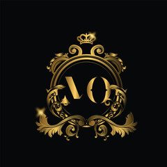 Abstract letter MO logo. vector vintage golden art nouveau badge vector incorporate with abstract shape in the creative way.