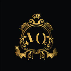 Abstract letter MO logo. vector vintage golden art nouveau badge vector incorporate with abstract shape in the creative way.