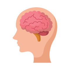 Head icon include brain design illustration. Vector design