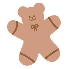 Teddy bear as gingerbread man for Christmas food and snack, sweet dessert, winter menu, cafe and restaurant, baking, recipe, Xmas card, grocery shopping, sticker, social media post, banner, logo, icon