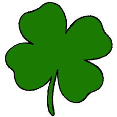 Clover leaf drawing in crayon for fortune and luck symbol, tree and plant decoration, flower and floral element, nature and garden, logo, icon, social media post, print, ads, banner, sticker